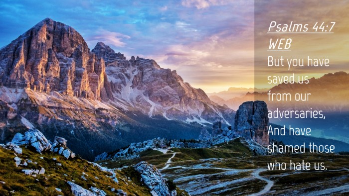 Picture 04 - Psalms 44:7 WEB Desktop Wallpaper - But you have saved us from our adversaries, And - Desktop Bible Verse Wallpaper