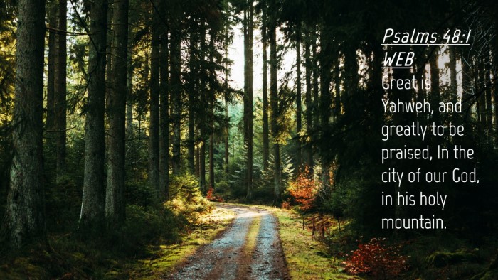 Picture 04 - Psalms 48:1 WEB Desktop Wallpaper - Great is Yahweh, and greatly to be praised, In - Desktop Bible Verse Wallpaper