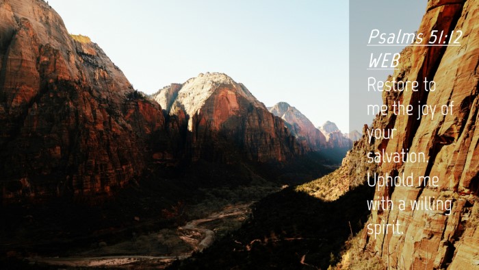 Picture 04 - Psalms 51:12 WEB Desktop Wallpaper - Restore to me the joy of your salvation. Uphold - Desktop Bible Verse Wallpaper