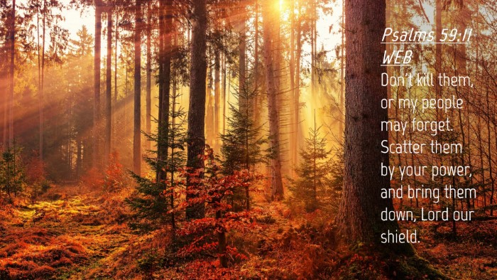 Picture 04 - Psalms 59:11 WEB Desktop Wallpaper - Don't kill them, or my people may forget. Scatter - Desktop Bible Verse Wallpaper