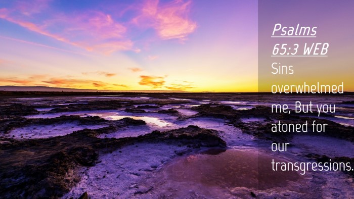 Picture 04 - Psalms 65:3 WEB Desktop Wallpaper - Sins overwhelmed me, But you atoned for our - Desktop Bible Verse Wallpaper