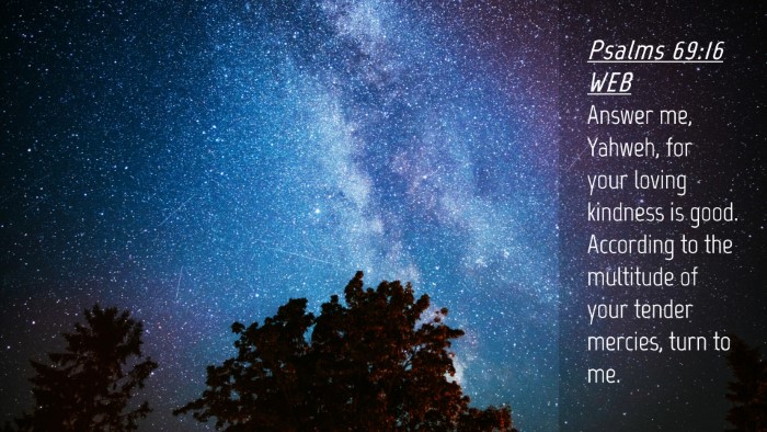Picture 04 - Psalms 69:16 WEB Desktop Wallpaper - Answer me, Yahweh, for your loving kindness is - Desktop Bible Verse Wallpaper