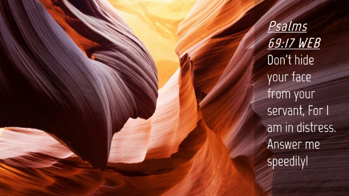 Picture 04 - Psalms 69:17 WEB Desktop Wallpaper - Don't hide your face from your servant, For I am - Desktop Bible Verse Wallpaper