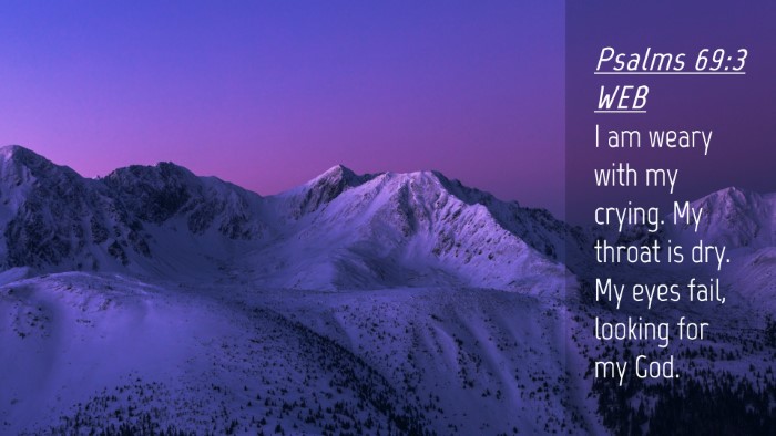 Picture 04 - Psalms 69:3 WEB Desktop Wallpaper - I am weary with my crying. My throat is dry. My - Desktop Bible Verse Wallpaper