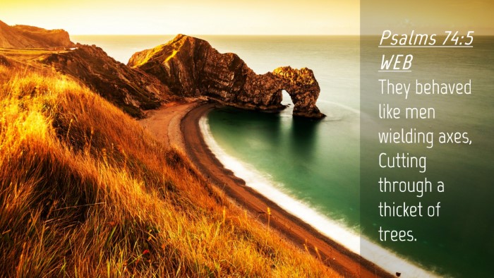 Picture 04 - Psalms 74:5 WEB Desktop Wallpaper - They behaved like men wielding axes, Cutting - Desktop Bible Verse Wallpaper