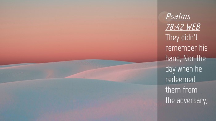 Picture 04 - Psalms 78:42 WEB Desktop Wallpaper - They didn't remember his hand, Nor the day when - Desktop Bible Verse Wallpaper