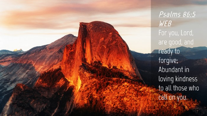 Picture 04 - Psalms 86:5 WEB Desktop Wallpaper - For you, Lord, are good, and ready to forgive; - Desktop Bible Verse Wallpaper