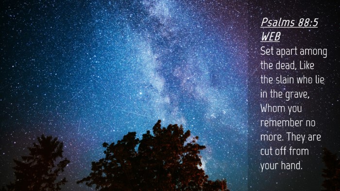 Picture 04 - Psalms 88:5 WEB Desktop Wallpaper - Set apart among the dead, Like the slain who lie - Desktop Bible Verse Wallpaper