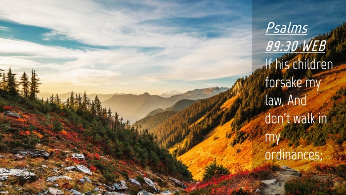 Picture 04 - Psalms 89:30 WEB Desktop Wallpaper - If his children forsake my law, And don't walk in - Desktop Bible Verse Wallpaper