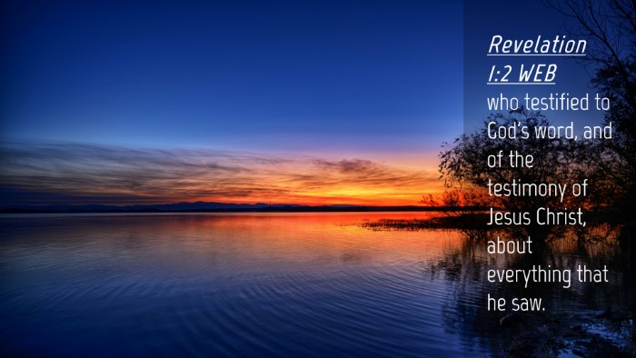 Picture 04 - Revelation 1:2 WEB Desktop Wallpaper - who testified to God's word, and of the testimony - Desktop Bible Verse Wallpaper