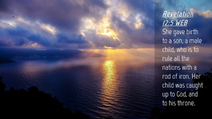 Picture 04 - Revelation 12:5 WEB Desktop Wallpaper - She gave birth to a son, a male child, who is to - Desktop Bible Verse Wallpaper