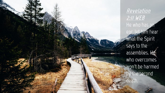 Picture 04 - Revelation 2:11 WEB Desktop Wallpaper - He who has an ear, let him hear what the Spirit - Desktop Bible Verse Wallpaper