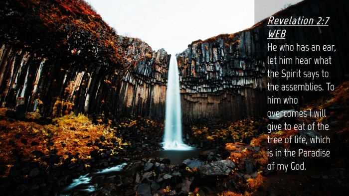 Picture 04 - Revelation 2:7 WEB Desktop Wallpaper - He who has an ear, let him hear what the Spirit - Desktop Bible Verse Wallpaper