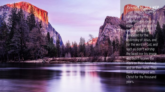 Picture 04 - Revelation 20:4 WEB Desktop Wallpaper - I saw thrones, and they sat on them, and judgment - Desktop Bible Verse Wallpaper