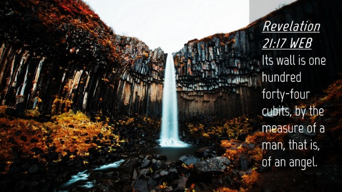 Picture 04 - Revelation 21:17 WEB Desktop Wallpaper - Its wall is one hundred forty-four cubits, by the - Desktop Bible Verse Wallpaper