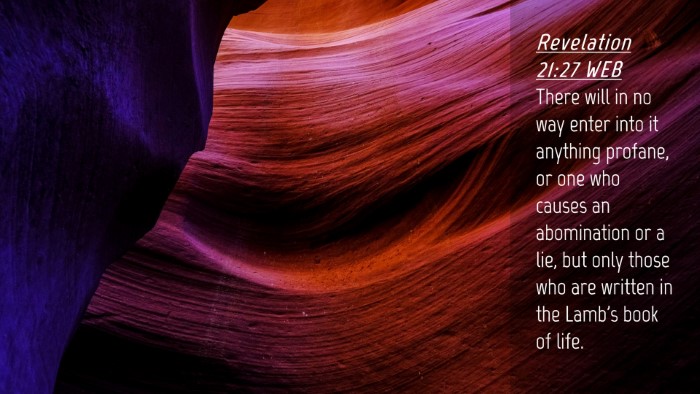Picture 04 - Revelation 21:27 WEB Desktop Wallpaper - There will in no way enter into it anything - Desktop Bible Verse Wallpaper