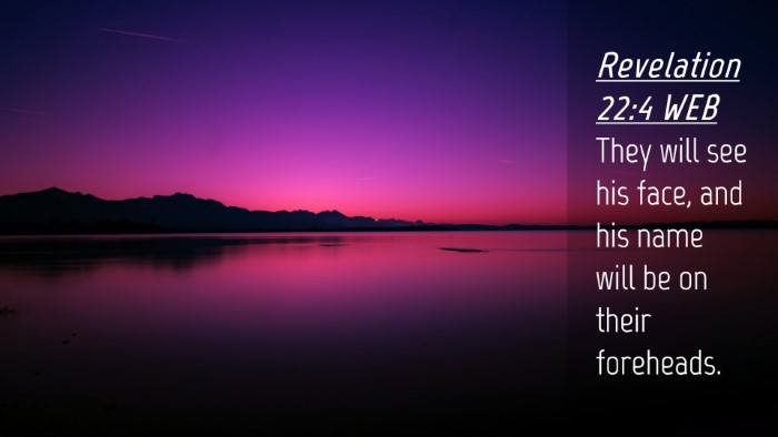 Picture 04 - Revelation 22:4 WEB Desktop Wallpaper - They will see his face, and his name will be on - Desktop Bible Verse Wallpaper
