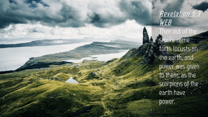 Picture 04 - Revelation 9:3 WEB Desktop Wallpaper - Then out of the smoke came forth locusts on the - Desktop Bible Verse Wallpaper
