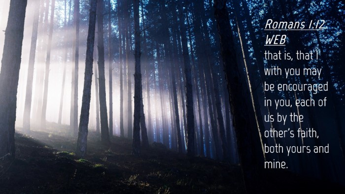 Picture 04 - Romans 1:12 WEB Desktop Wallpaper - that is, that I with you may be encouraged in - Desktop Bible Verse Wallpaper