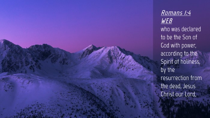 Picture 04 - Romans 1:4 WEB Desktop Wallpaper - who was declared to be the Son of God with power, - Desktop Bible Verse Wallpaper
