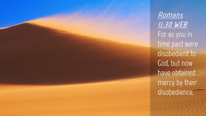 Picture 04 - Romans 11:30 WEB Desktop Wallpaper - For as you in time past were disobedient to God, - Desktop Bible Verse Wallpaper