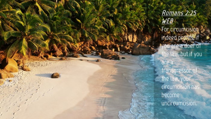 Picture 04 - Romans 2:25 WEB Desktop Wallpaper - For circumcision indeed profits, if you are a - Desktop Bible Verse Wallpaper
