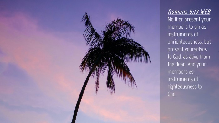 Picture 04 - Romans 6:13 WEB Desktop Wallpaper - Neither present your members to sin as - Desktop Bible Verse Wallpaper