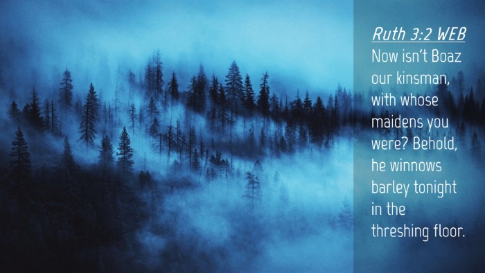 Picture 04 - Ruth 3:2 WEB Desktop Wallpaper - Now isn't Boaz our kinsman, with whose maidens - Desktop Bible Verse Wallpaper