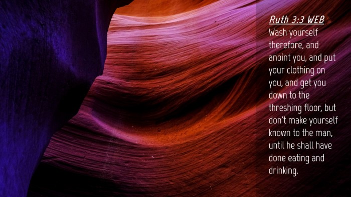 Picture 04 - Ruth 3:3 WEB Desktop Wallpaper - Wash yourself therefore, and anoint you, and put - Desktop Bible Verse Wallpaper