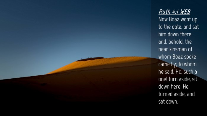 Picture 04 - Ruth 4:1 WEB Desktop Wallpaper - Now Boaz went up to the gate, and sat him down - Desktop Bible Verse Wallpaper
