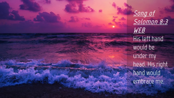 Picture 04 - Song of Solomon 8:3 WEB Desktop Wallpaper - His left hand would be under my head. His right - Desktop Bible Verse Wallpaper
