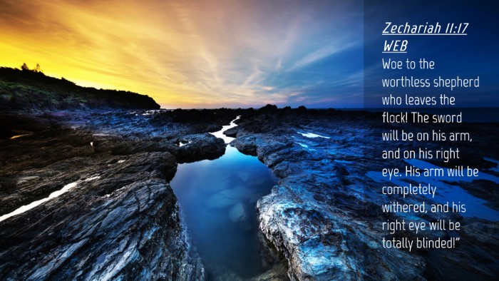 Picture 04 - Zechariah 11:17 WEB Desktop Wallpaper - Woe to the worthless shepherd who leaves the - Desktop Bible Verse Wallpaper