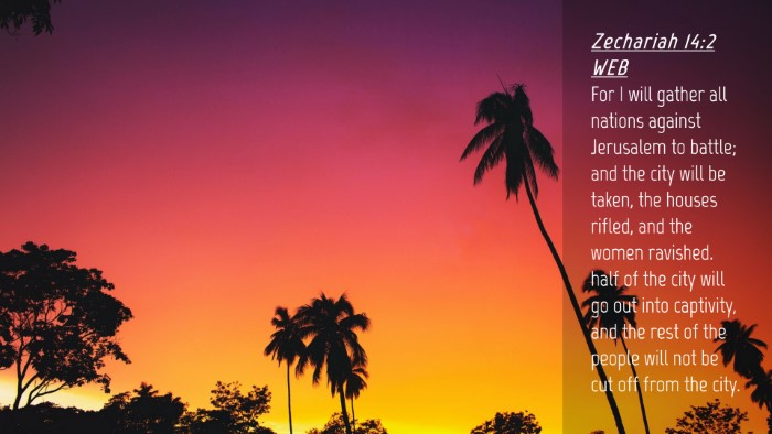 Picture 04 - Zechariah 14:2 WEB Desktop Wallpaper - For I will gather all nations against Jerusalem - Desktop Bible Verse Wallpaper