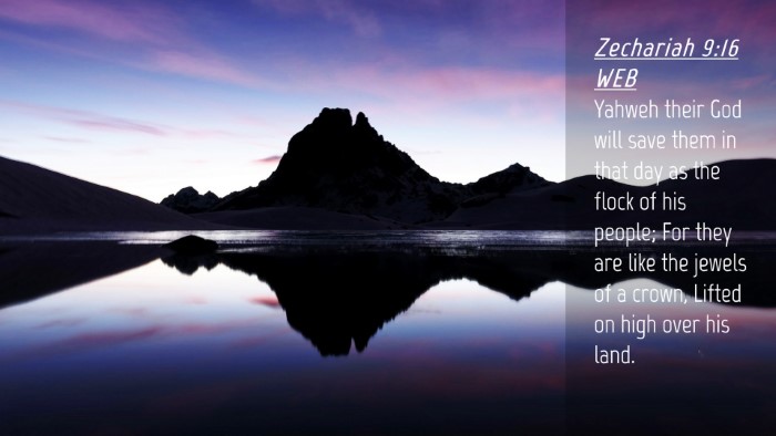 Picture 04 - Zechariah 9:16 WEB Desktop Wallpaper - Yahweh their God will save them in that day as - Desktop Bible Verse Wallpaper