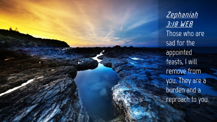 Picture 04 - Zephaniah 3:18 WEB Desktop Wallpaper - Those who are sad for the appointed feasts, I - Desktop Bible Verse Wallpaper