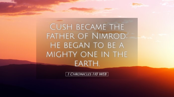 Picture 05 - 1 Chronicles 1:10 WEB Desktop Wallpaper - Cush became the father of Nimrod; he began to be - Desktop Bible Verse Wallpaper