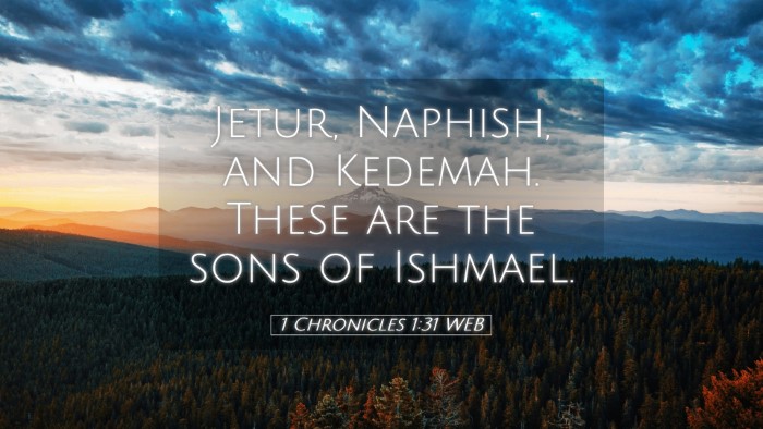 Picture 05 - 1 Chronicles 1:31 WEB Desktop Wallpaper - Jetur, Naphish, and Kedemah. These are the sons - Desktop Bible Verse Wallpaper