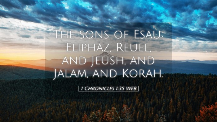 Picture 05 - 1 Chronicles 1:35 WEB Desktop Wallpaper - The sons of Esau: Eliphaz, Reuel, and Jeush, and - Desktop Bible Verse Wallpaper