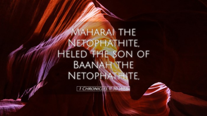 Picture 05 - 1 Chronicles 11:30 WEB Desktop Wallpaper - Maharai the Netophathite, Heled the son of Baanah - Desktop Bible Verse Wallpaper