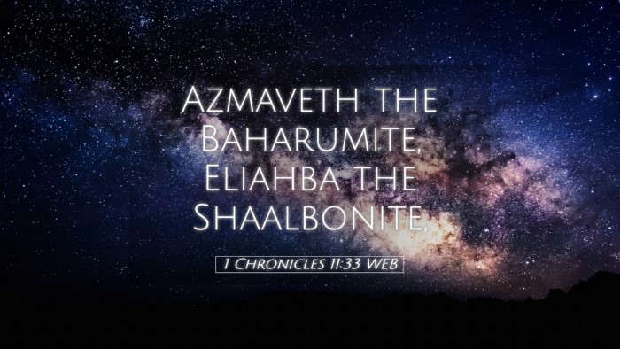 Picture 05 - 1 Chronicles 11:33 WEB Desktop Wallpaper - Azmaveth the Baharumite, Eliahba the - Desktop Bible Verse Wallpaper