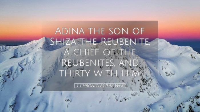 Picture 05 - 1 Chronicles 11:42 WEB Desktop Wallpaper - Adina the son of Shiza the Reubenite, a chief of - Desktop Bible Verse Wallpaper