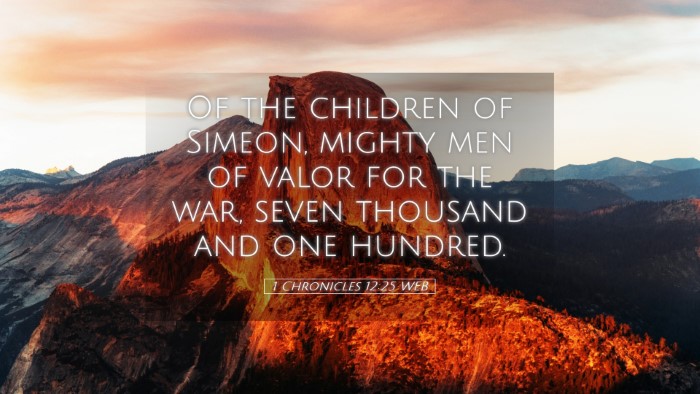Picture 05 - 1 Chronicles 12:25 WEB Desktop Wallpaper - Of the children of Simeon, mighty men of valor - Desktop Bible Verse Wallpaper