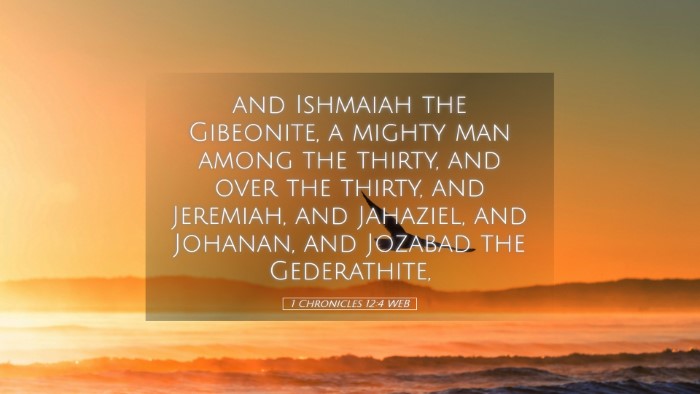 Picture 05 - 1 Chronicles 12:4 WEB Desktop Wallpaper - and Ishmaiah the Gibeonite, a mighty man among - Desktop Bible Verse Wallpaper
