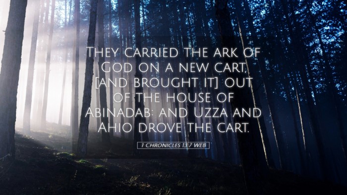 Picture 05 - 1 Chronicles 13:7 WEB Desktop Wallpaper - They carried the ark of God on a new cart, [and - Desktop Bible Verse Wallpaper