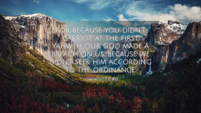 Picture 05 - 1 Chronicles 15:13 WEB Desktop Wallpaper - For because you didn't carry it at the first, - Desktop Bible Verse Wallpaper