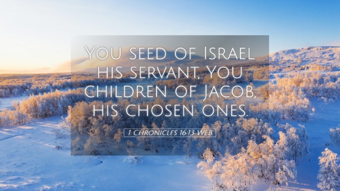 Picture 05 - 1 Chronicles 16:13 WEB Desktop Wallpaper - You seed of Israel his servant, You children of - Desktop Bible Verse Wallpaper