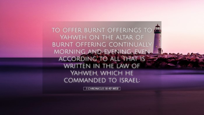 Picture 05 - 1 Chronicles 16:40 WEB Desktop Wallpaper - to offer burnt offerings to Yahweh on the altar - Desktop Bible Verse Wallpaper