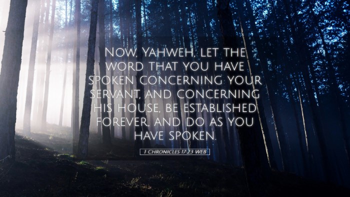 Picture 05 - 1 Chronicles 17:23 WEB Desktop Wallpaper - Now, Yahweh, let the word that you have spoken - Desktop Bible Verse Wallpaper