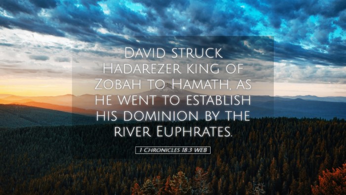 Picture 05 - 1 Chronicles 18:3 WEB Desktop Wallpaper - David struck Hadarezer king of Zobah to Hamath, - Desktop Bible Verse Wallpaper
