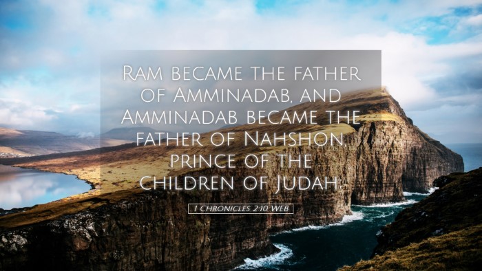 Picture 05 - 1 Chronicles 2:10 WEB Desktop Wallpaper - Ram became the father of Amminadab, and Amminadab - Desktop Bible Verse Wallpaper